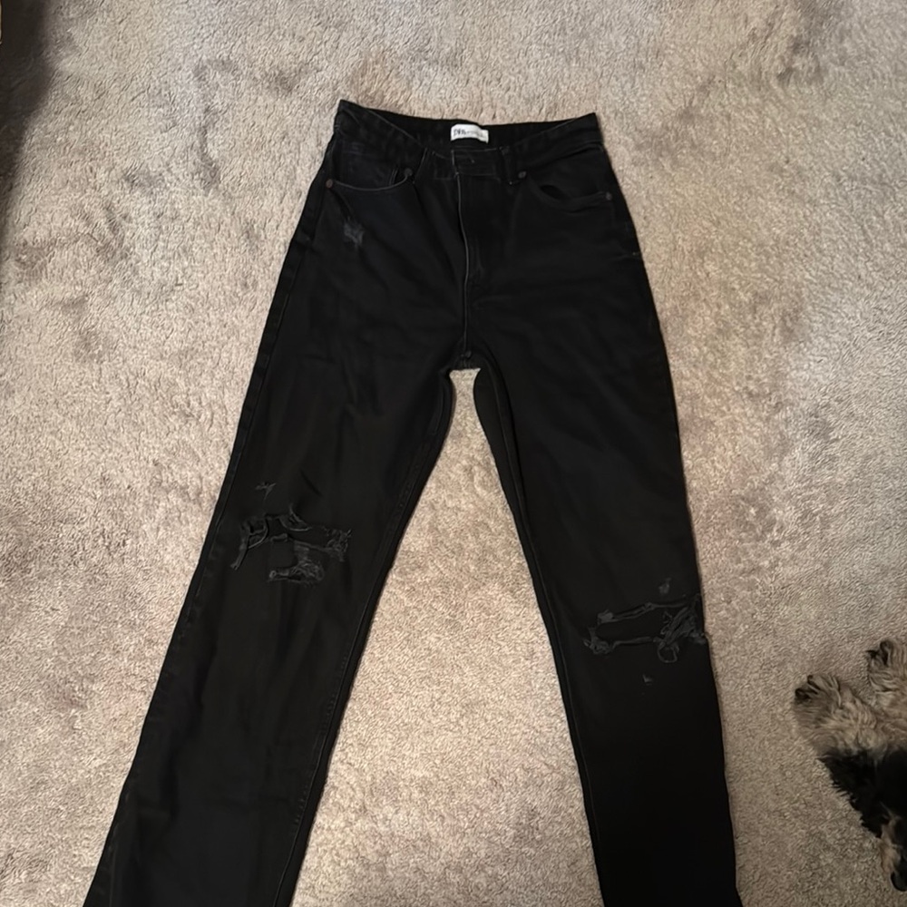 Black Jeans with Embroidered Details